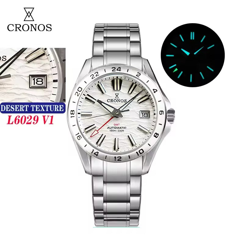 Cronos 39mm GMT NH34 Mechanical Men Watch L6029 V2