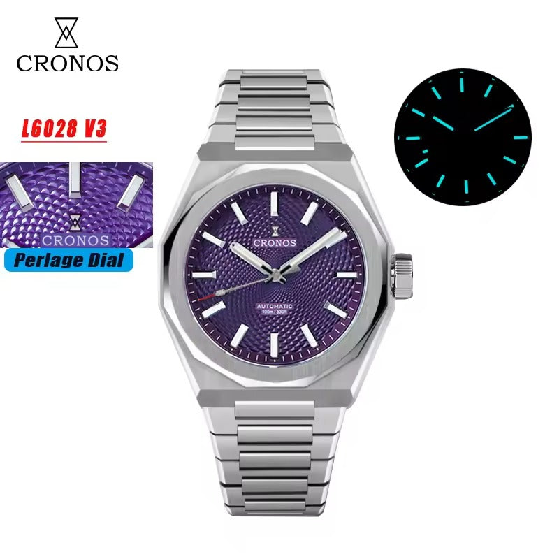Cronos 2025 Rhombus / Perlage Dial Limited 39mm See-through Caseback L6028 V3
