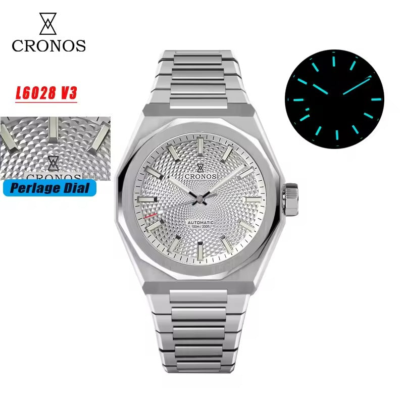 Cronos 2025 Rhombus / Perlage Dial Limited 39mm See-through Caseback L6028 V3