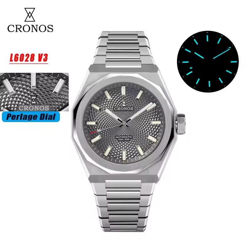 Cronos 2025 Rhombus / Perlage Dial Limited 39mm See-through Caseback L6028 V3