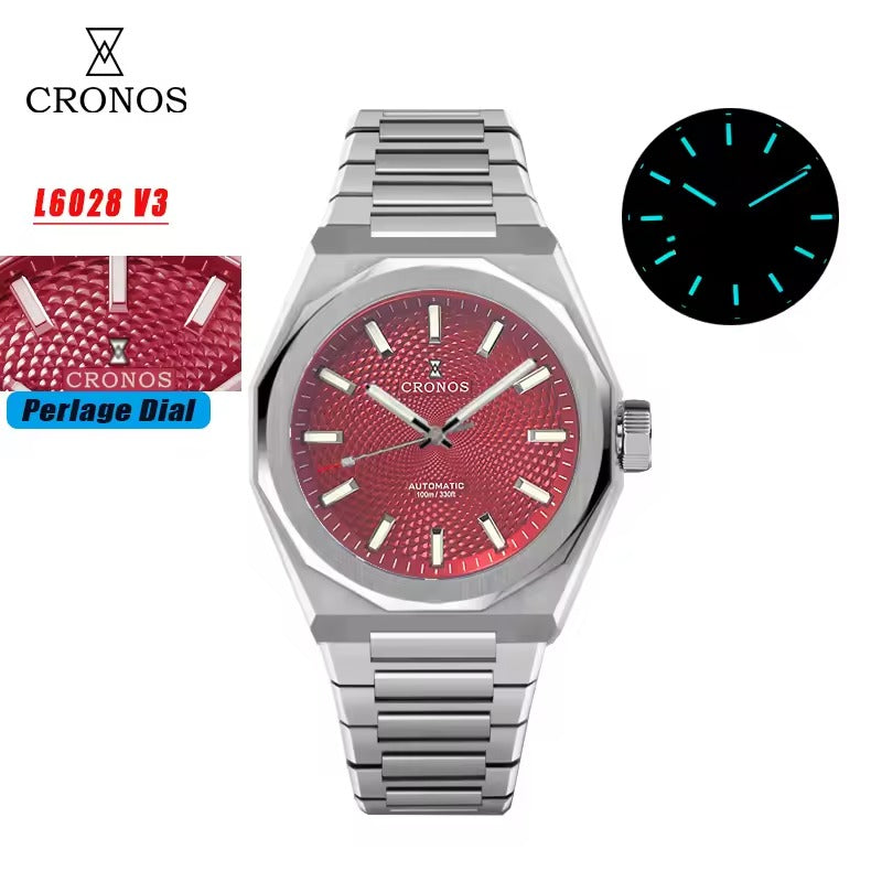 Cronos 2025 Rhombus / Perlage Dial Limited 39mm See-through Caseback L6028 V3
