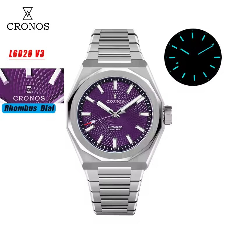 Cronos 2025 Rhombus / Perlage Dial Limited 39mm See-through Caseback L6028 V3