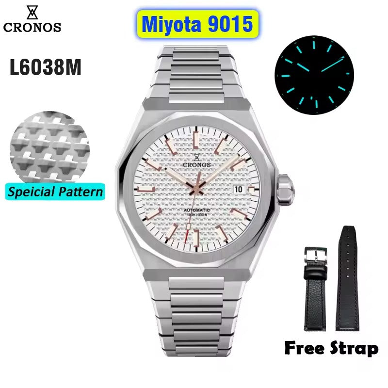 Cronos 39mm Miyota 9015/9s05 Men Watch L6038
