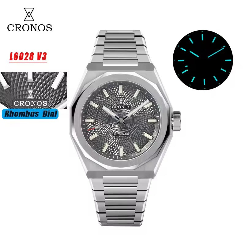 Cronos 2025 Rhombus / Perlage Dial Limited 39mm See-through Caseback L6028 V3