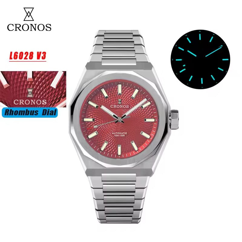 Cronos 2025 Rhombus / Perlage Dial Limited 39mm See-through Caseback L6028 V3