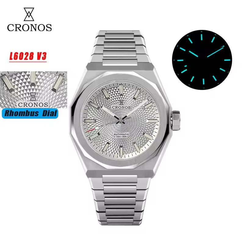 Cronos 2025 Rhombus / Perlage Dial Limited 39mm See-through Caseback L6028 V3