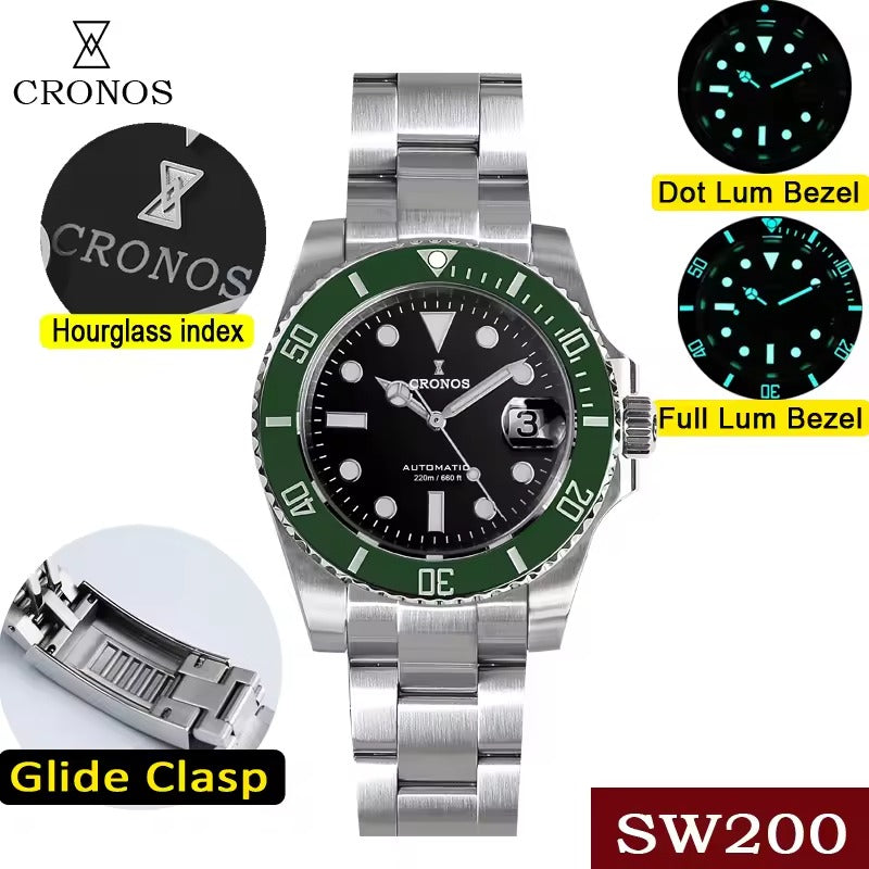 Cronos Sub Diver Luxury Dive Watch SW200 Movement L6005