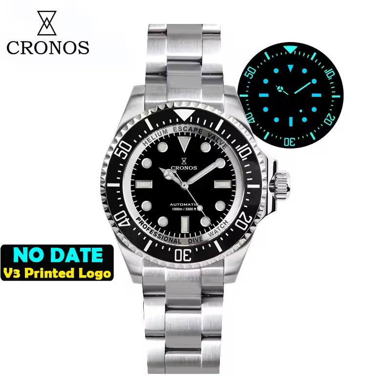 Cronos 44mm Sub Diver Watch 2000 Meters Water Miyota 9015 L6039