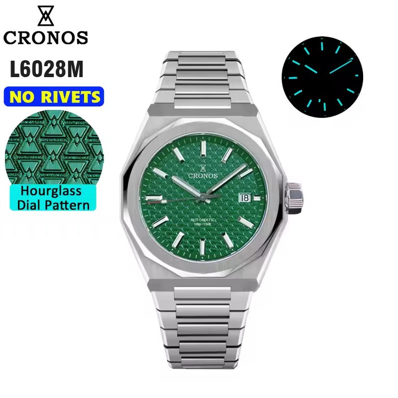 Cronos 39mm Hourglass Dial PT5000 Men Watch L6028 V2