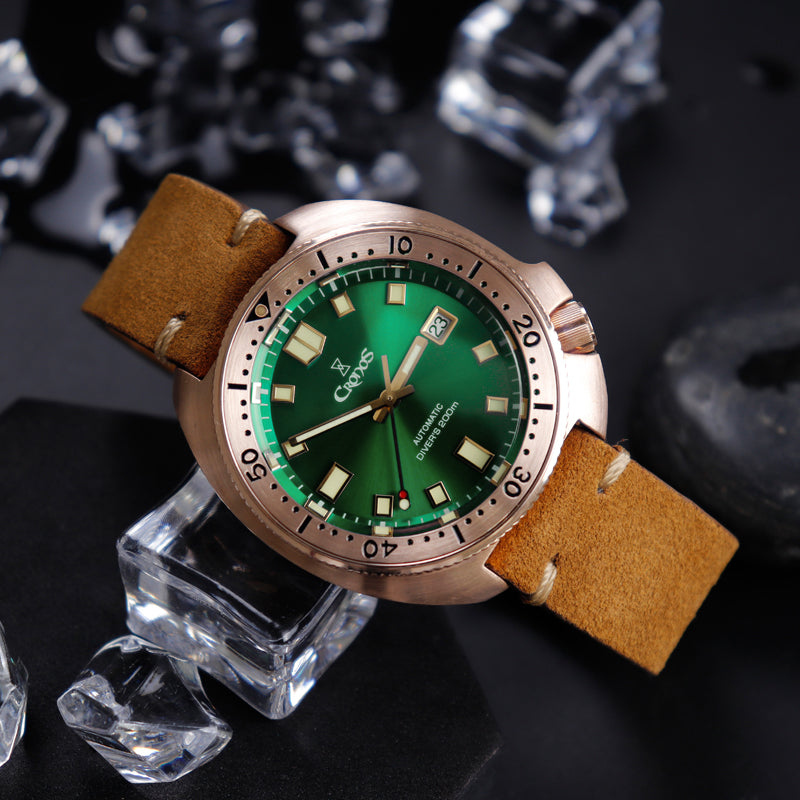 Cronos Turtle Men Bronze Automatic PT5000 and SW200 Crystal Watch L6006