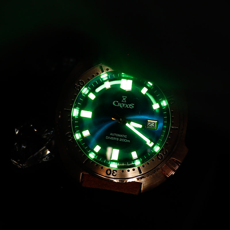 Cronos Turtle Men Bronze Automatic PT5000 and SW200 Crystal Watch L6006