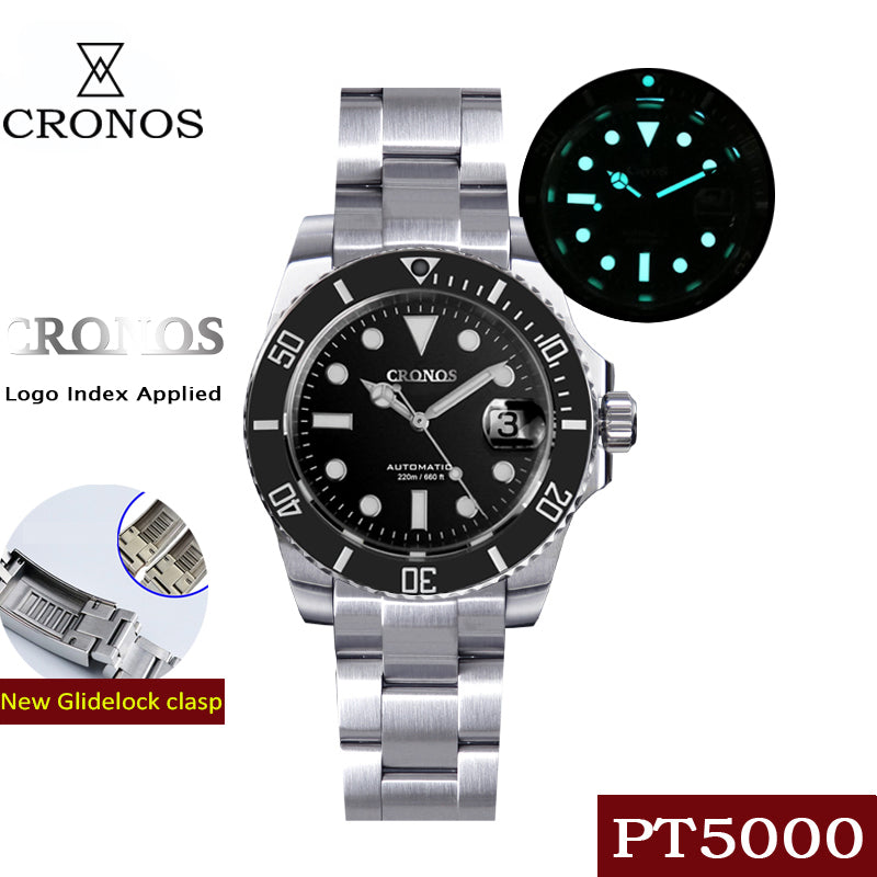 Cronos Water Ghost Luxury Dive Watch PT5000 Movement L6005-with Calendar