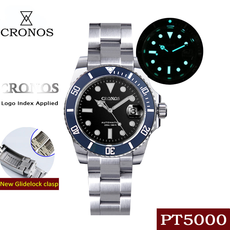 Cronos Water Ghost Luxury Dive Watch PT5000 Movement L6005-with Calendar