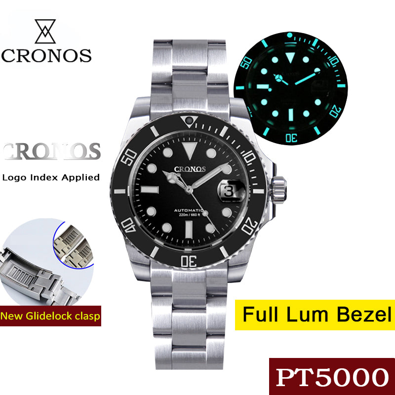 Cronos Water Ghost Luxury Dive Watch PT5000 Movement L6005-with Calendar