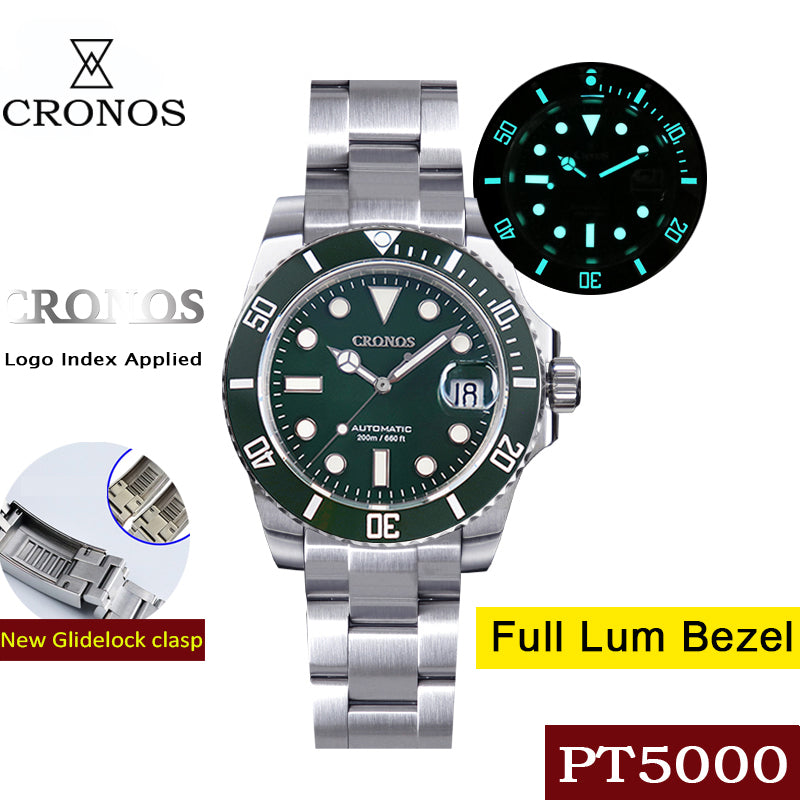 Cronos Water Ghost Luxury Dive Watch PT5000 Movement L6005-with Calendar