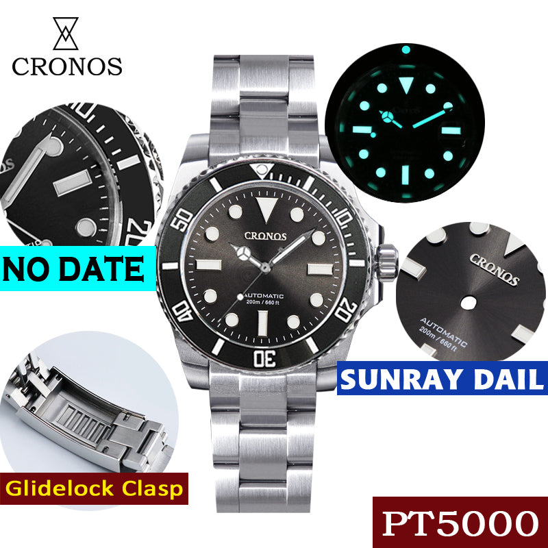 Cronos No Date PT5000 Sub Diver Watch L6005