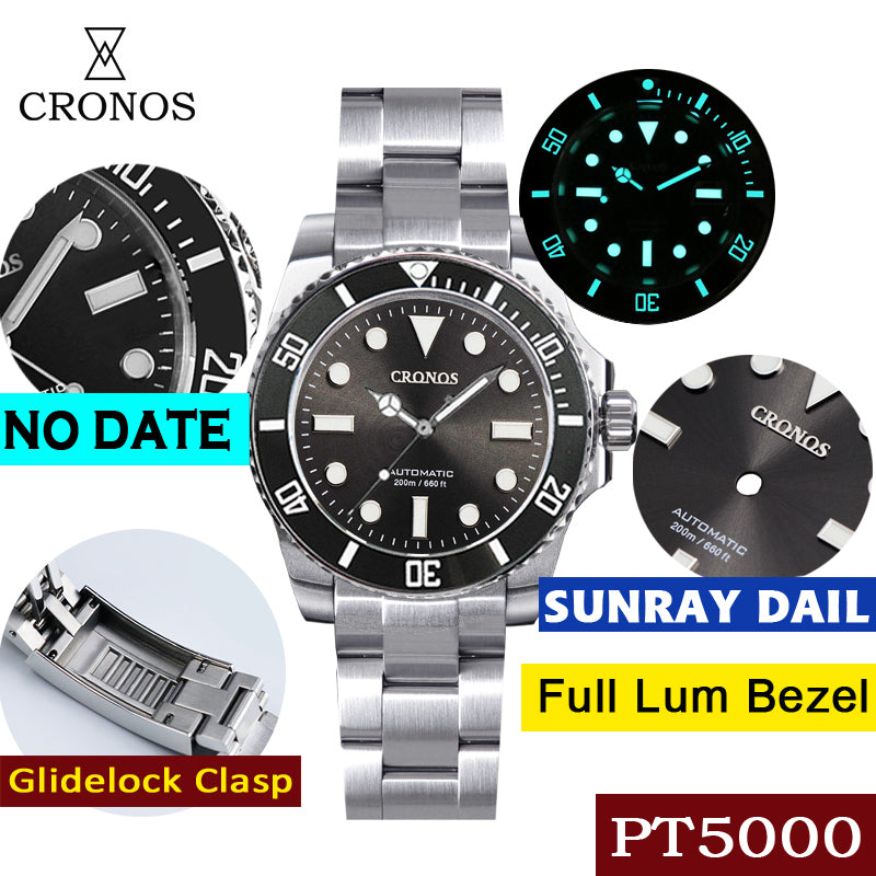 Cronos No Date PT5000 Sub Diver Watch L6005