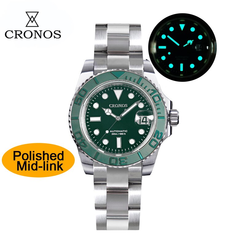 Cronos 2.5x Water Ghost Sub Dive Watch L6018 Polished Mid-link