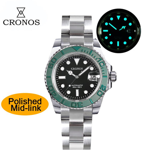 Cronos 2.5x Water Ghost Sub Dive Watch L6018 Polished Mid-link