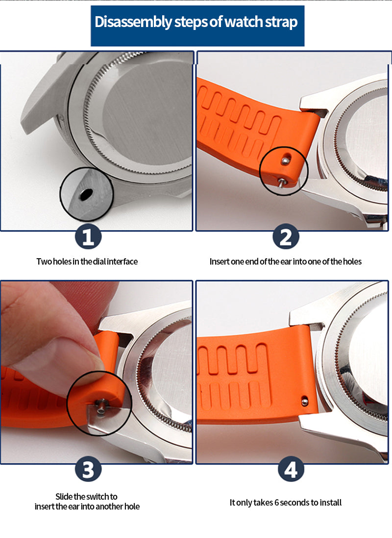 Genuine Fluorine Rubber Quick Release Watch Strap
