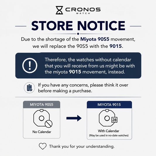Store Notice: Miyota Movement Update for Cronos Watches