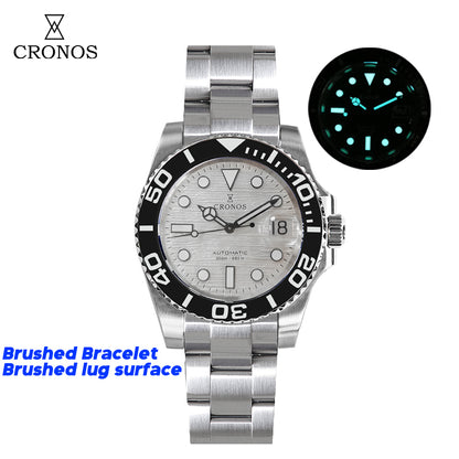 Cronos 2.5x Water Ghost Sub Dive Watch L6018 Fully Brushed Bracelet-Brushed surface