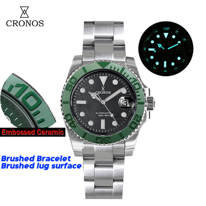 Cronos 2.5x Water Ghost Sub Dive Watch L6018 Fully Brushed Bracelet-Brushed surface