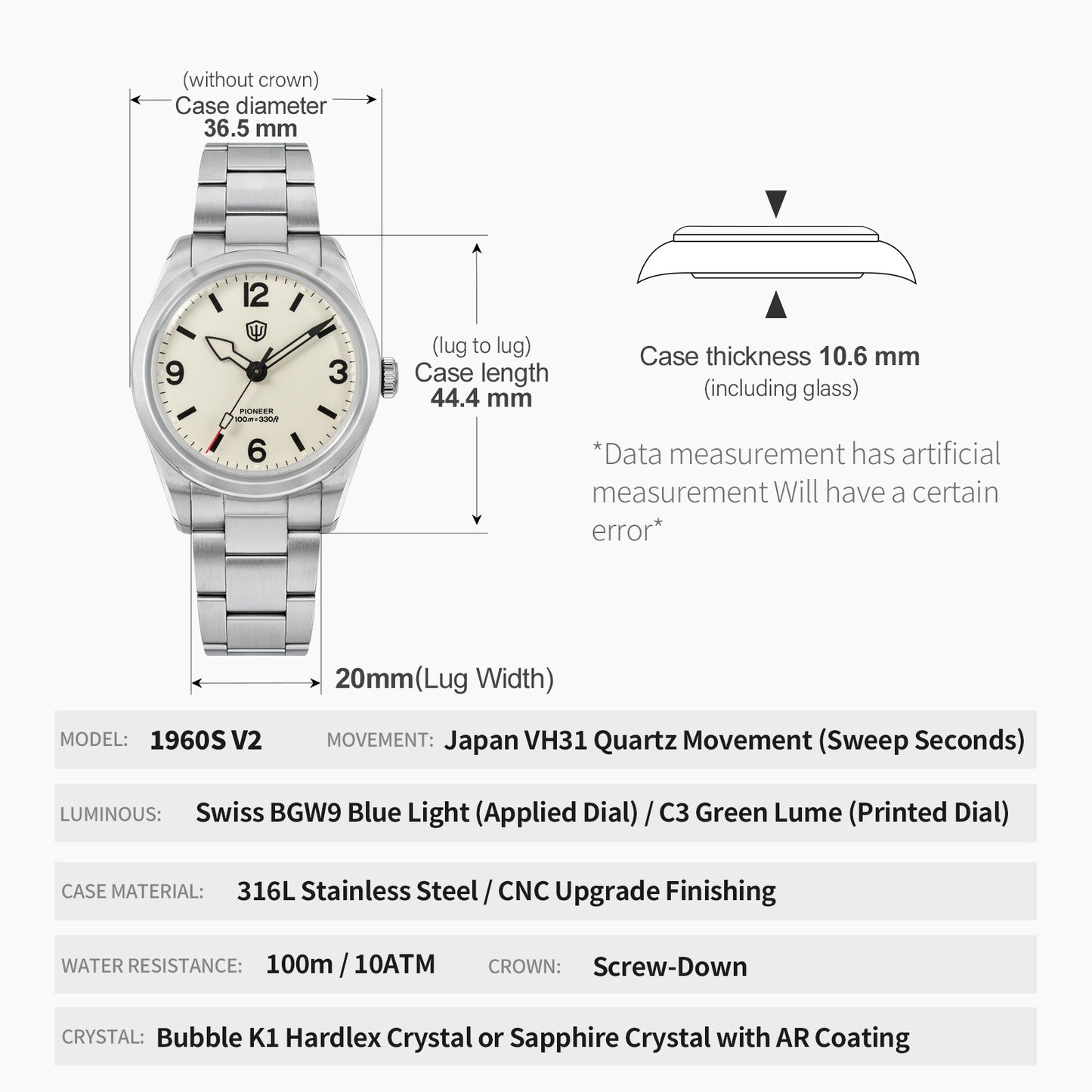 🔥WeeklyDeals🔥Watchdives WD1960S V2 36mm VH31 Men Watch