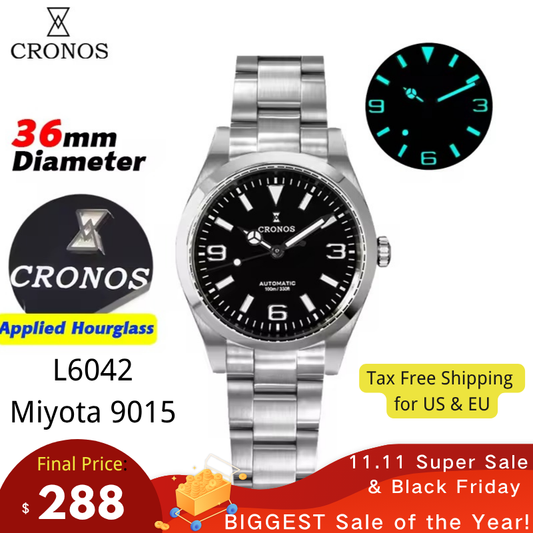 🔥11.11&Black Friday🔥Cronos 36mm Explore Miyota 90S5 Automatic Watch L6042