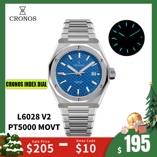 Cronos 39mm Hourglass Dial PT5000 Men Watch L6028 V2