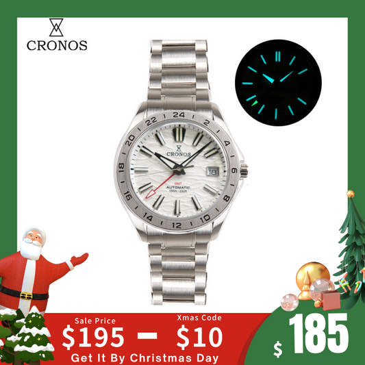 ★Xmas Sale★Cronos 39mm GS GMT NH34 Mechanical Men Watch L6029