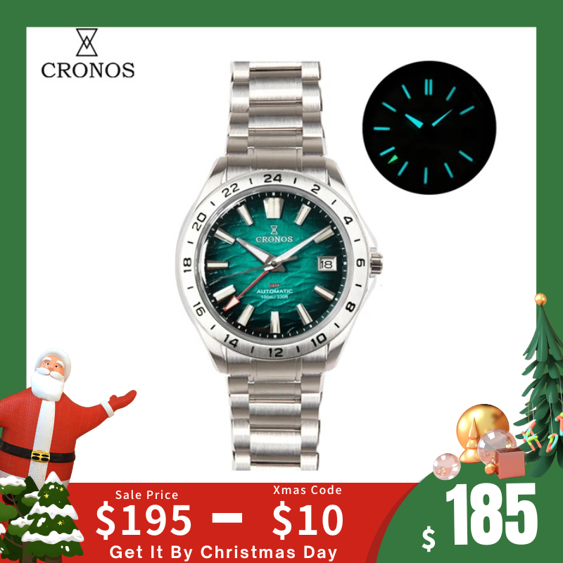 ★Xmas Sale★Cronos 39mm GMT NH34 Mechanical Men Watch L6029