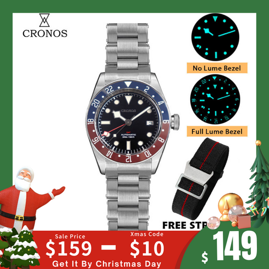 ★Xmas Sale★Cronos NH34 GMT Automatic Men Watch L6021