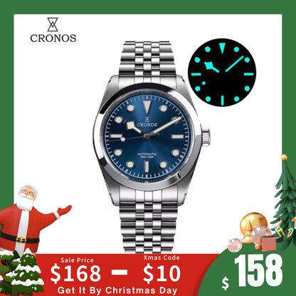 ★Xmas Sale★Cronos BB39 NH35 Snowflake Automatic Men Watch L6025-Jubilee bracelet