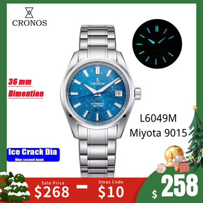 Cronos Men Watch 36mm Miyota 9015 Movement Ice Crack Dail L6049M