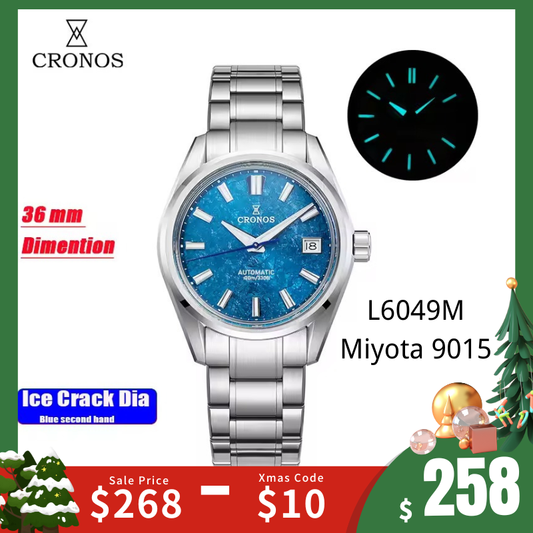 Cronos Men Watch 36mm Miyota 9015 Movement Ice Crack Dail L6049M