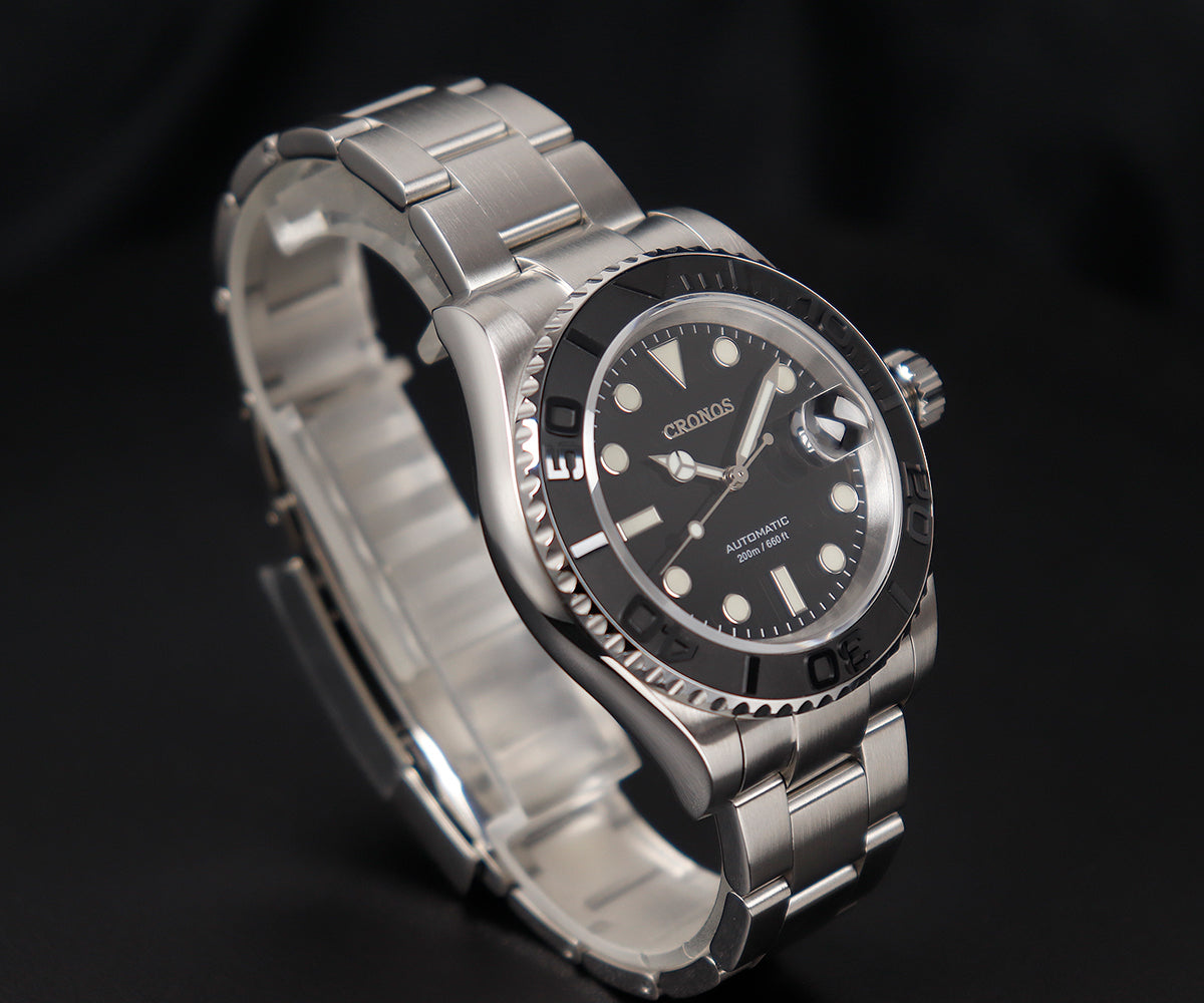 ★11.11 Sale★Cronos 2.5x Water Ghost Sub Dive Watch L6018 Fully Brushed Bracelet