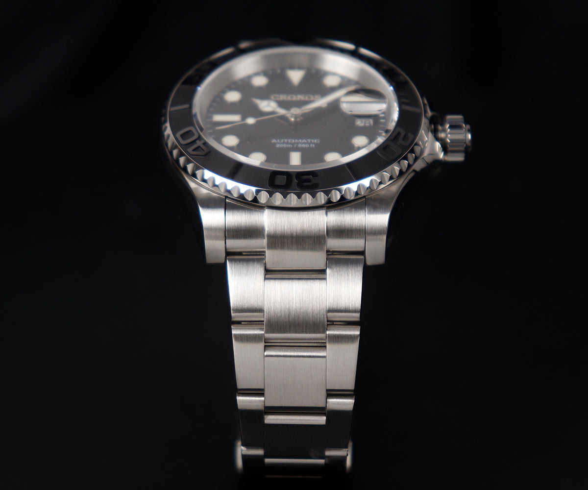 Cronos 2.5x Water Ghost Sub Dive Watch L6018 Fully Brushed Bracelet