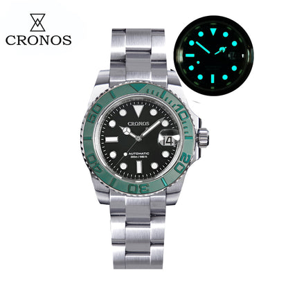 ★11.11 Sale★Cronos 2.5x Water Ghost Sub Dive Watch L6018 Fully Brushed Bracelet