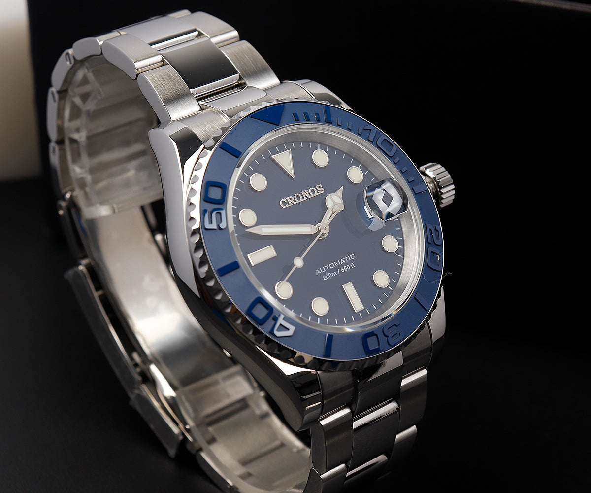 ★11.11 Sale★Cronos 2.5x Water Ghost Sub Dive Watch L6018 Polished Mid-link