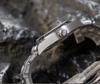 Cronos BB39 NH35 Snowflake Automatic Men Watch L6025-Riveted bracelet
