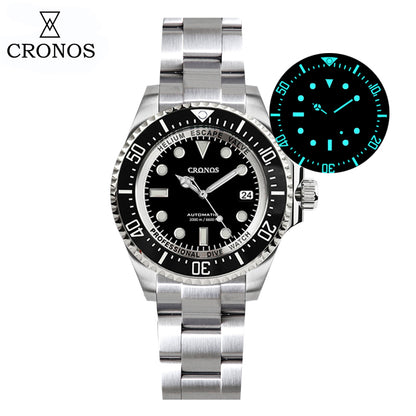 Cronos 44mm Sub Diver Watch PT/SW Movement L6027- with Calendar