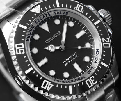 Cronos 44mm Sub Diver Watch PT/SW Movement L6027 - No Calendar