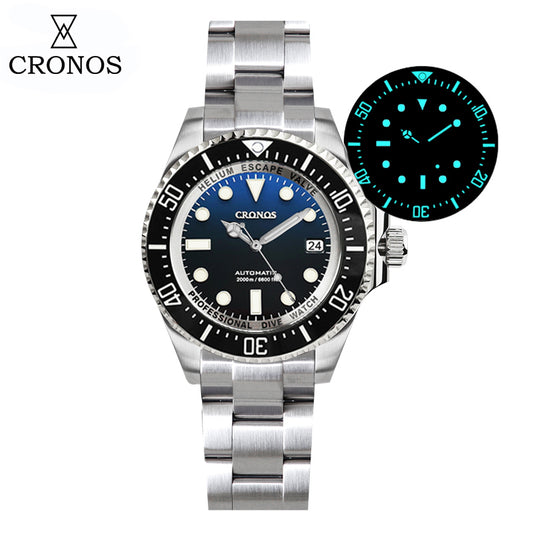 Cronos 44mm Sub Diver Watch PT/SW Movement L6027- with Calendar
