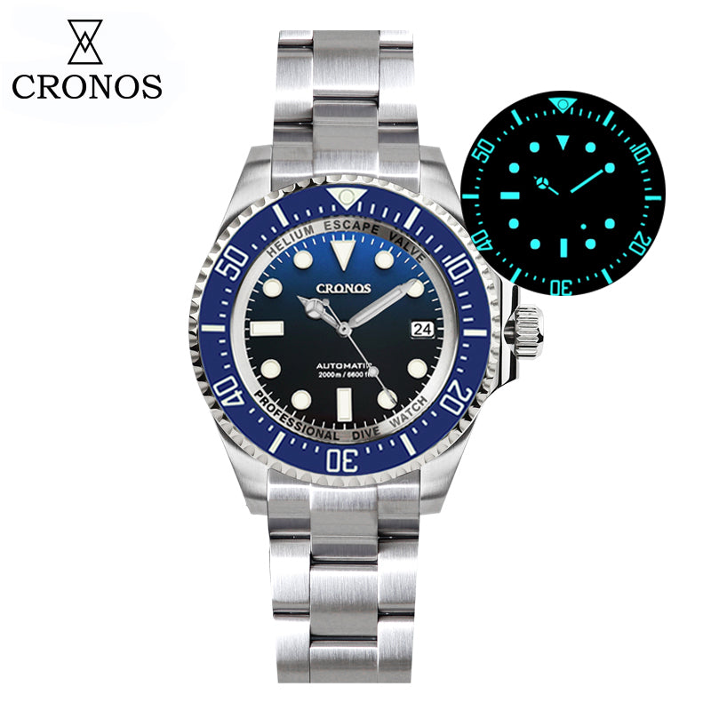 Cronos 44mm Sub Diver Watch PT/SW Movement L6027- with Calendar