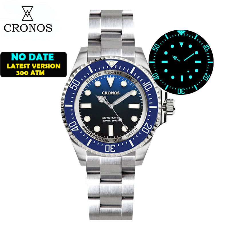 Cronos 44mm Sub Diver Watch PT/SW Movement L6027 - No Calendar