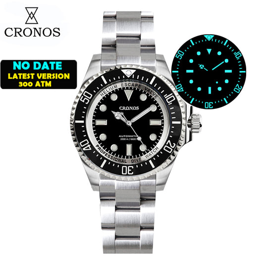 Cronos 44mm Sub Diver Watch PT/SW Movement L6027 - No Calendar