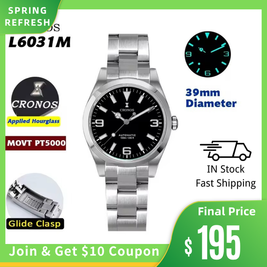 Cronos 39mm Explore PT5000 Dive Watch L6031