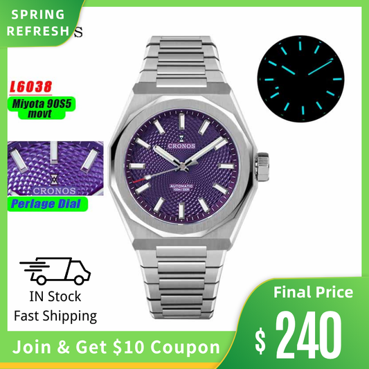 Cronos 39mm Miyota 9015/9s05  Men Watch L6038