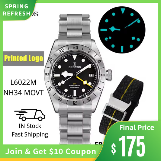Cronos GMT BB Pro 39mm NH34 Automatic Men Watch L6022